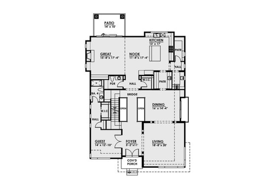 Floor Plan - Main Floor for Contemporary House Plan #1066-38 - 6 bed, 5.5 bath