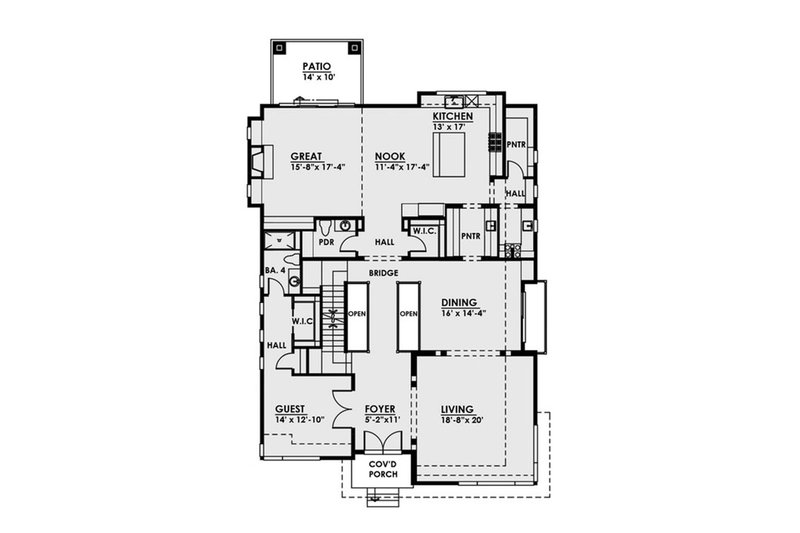 Home Plan - Floor Plan - Main Floor for Contemporary House Plan #1066-38 - 6 bed, 5.5 bath