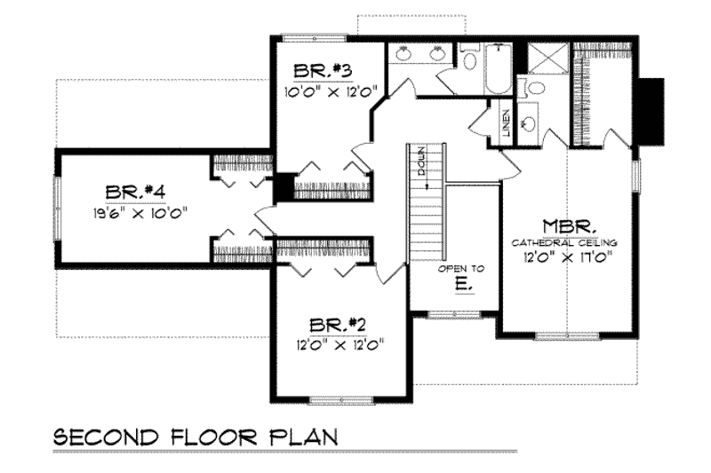 Home Plan - Floor Plan - Upper Floor for Traditional House Plan #70-308 - 4 bed, 2.5 bath
