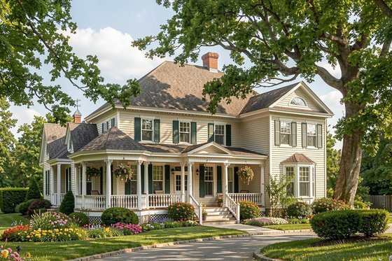 Exterior - Front Elevation for Southern House Plan #137-118 - 4 bed, 3.5 bath