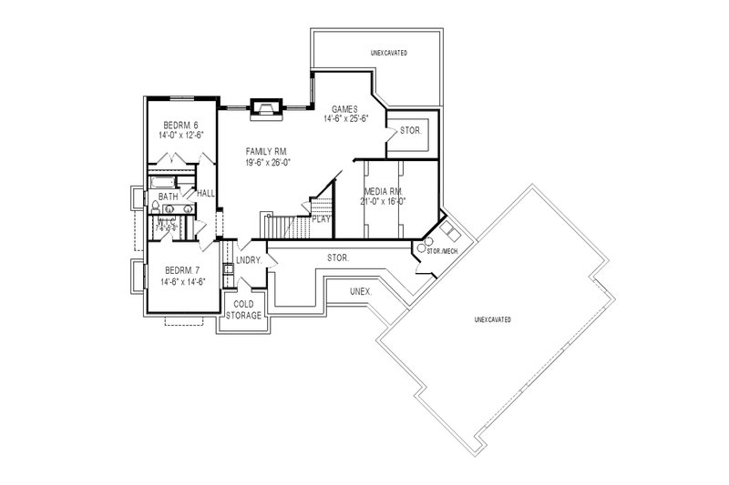 Dream House Plan - Floor Plan - Lower Floor for Traditional House Plan #920-81 - 7 bed, 5.5 bath