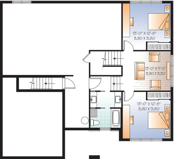 Home Plan - Lower floor Plan - 3200 square foot Modern Home