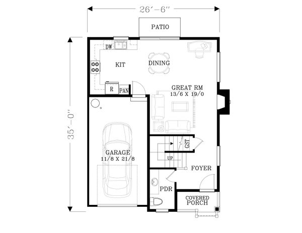 Craftsman Floor Plan - Main Floor Plan #53-560