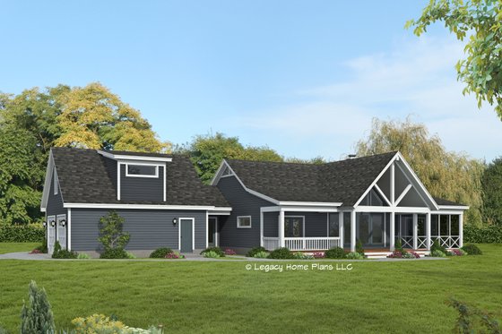 Exterior - Rear Elevation for Southern House Plan #932-847 - 2 bed, 3 bath