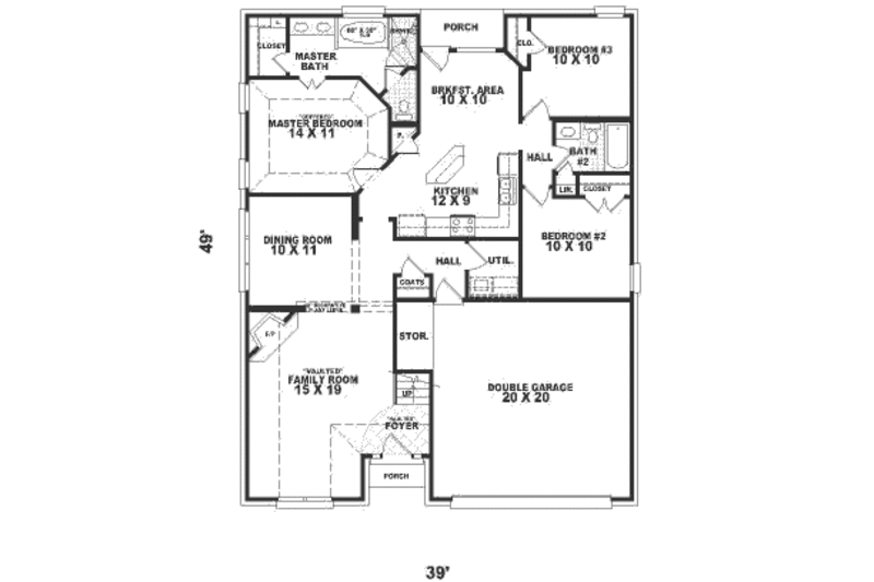 Traditional Style House Plan - 3 Beds 2 Baths 1489 Sq/Ft Plan #81-505 ...