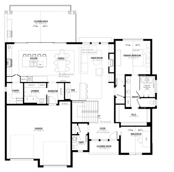 House Blueprint - Cottage Floor Plan - Main Floor Plan #1114-24