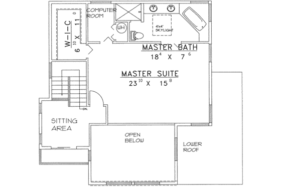 Floor Plan - Upper Floor for Modern House Plan #117-440 - 3 bed, 3 bath