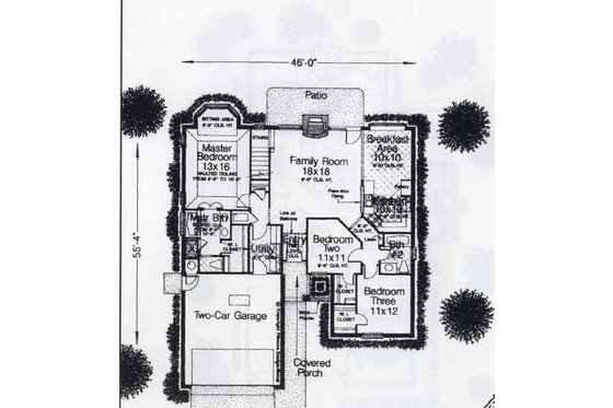 Floor Plan - Main Floor for Colonial House Plan #310-763 - 3 bed, 2 bath