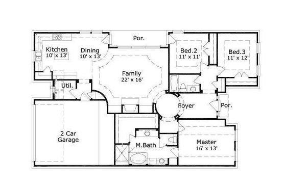 Floor Plan - Main Floor for European House Plan #411-699 - 3 bed, 2 bath