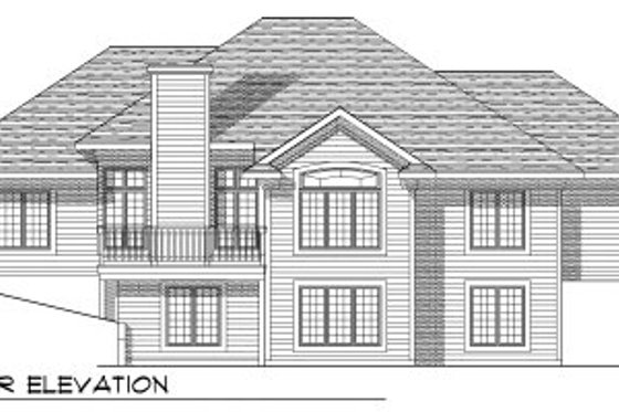 Exterior - Rear Elevation for European House Plan #70-766 - 3 bed, 3 bath