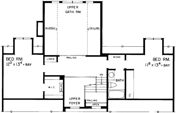 Home Plan - Traditional Floor Plan - Upper Floor Plan #72-214