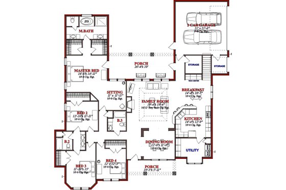 Floor Plan - Main Floor for Traditional House Plan #63-361 - 4 bed, 3 bath