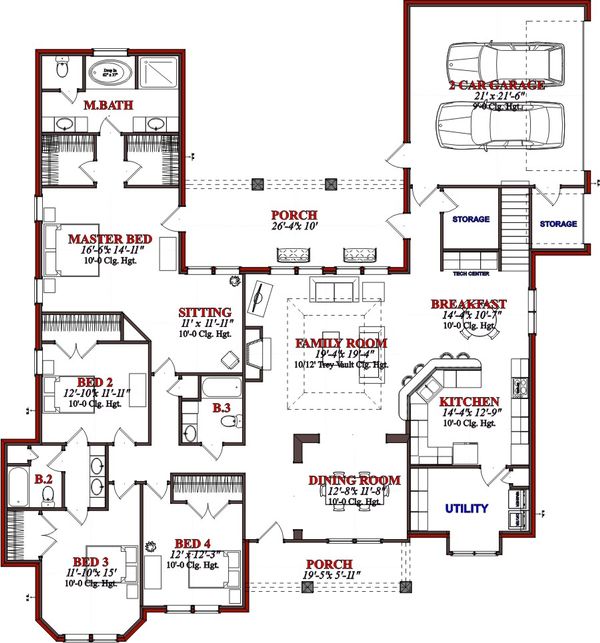 Traditional Floor Plan - Main Floor Plan #63-361