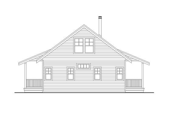 Exterior - Rear Elevation for Craftsman House Plan #124-1385 - 2 bed, 2.5 bath