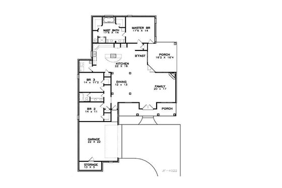 Floor Plan - Main Floor for Traditional House Plan #8-113 - 3 bed, 2 bath