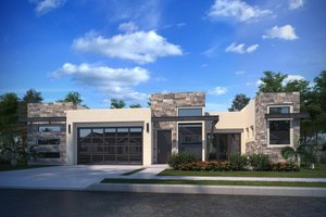 Adobe / Southwestern Exterior - Front Elevation Plan #1073-26