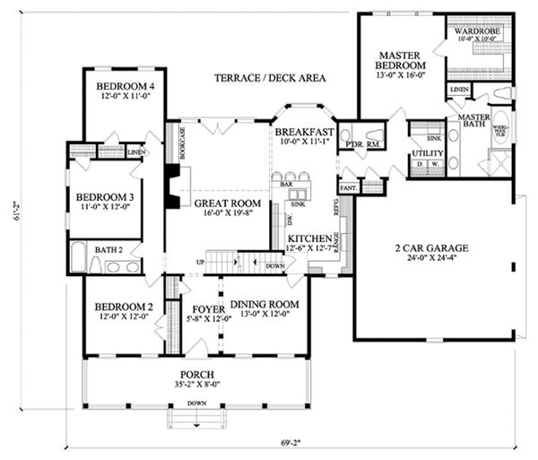 Architectural House Design - Farmhouse Floor Plan - Main Floor Plan #137-266