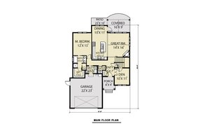 Floor Plan - Main Floor for Craftsman House Plan #1070-78 - 3 bed, 2.5 bath
