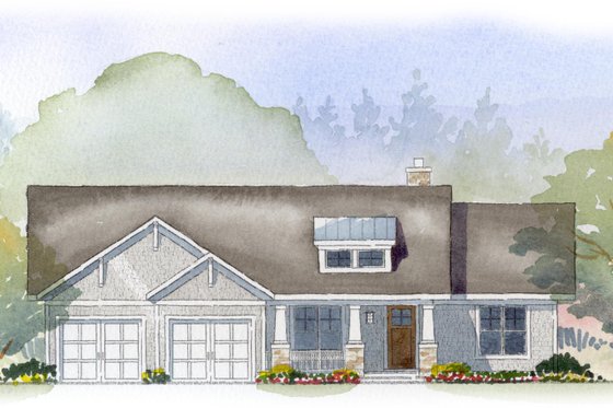 Exterior - Front Elevation for Ranch House Plan #901-53 - 4 bed, 3 bath