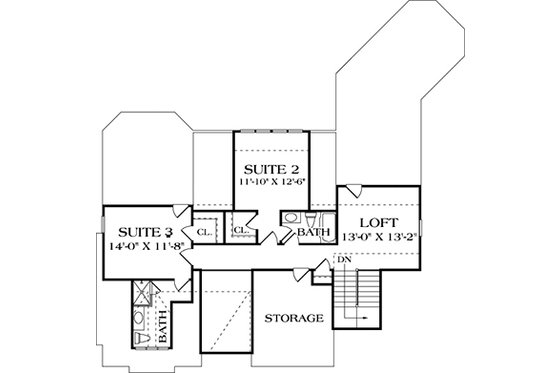 Floor Plan - Upper Floor for Craftsman House Plan #453-638 - 3 bed, 3.5 bath