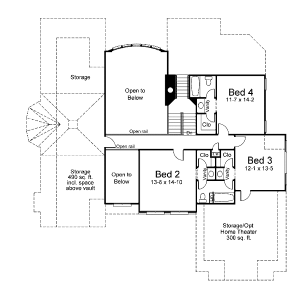 House Design - European Floor Plan - Upper Floor Plan #119-129