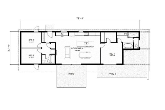 Floor Plan - Main Floor for Modern House Plan #497-57 - 3 bed, 2 bath