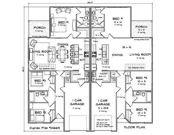 Architectural House Design - Floor Plan - Main Floor for Cottage House Plan #513-2461 - 3 bed, 2 bath