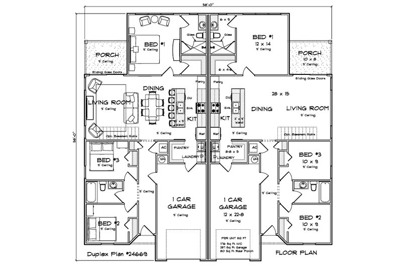 Architectural House Design - Floor Plan - Main Floor for Cottage House Plan #513-2461 - 3 bed, 2 bath
