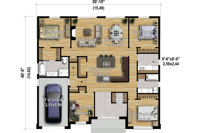 Dream House Plan - Floor Plan - Main Floor for Contemporary House Plan #25-4908 - 3 bed, 2 bath