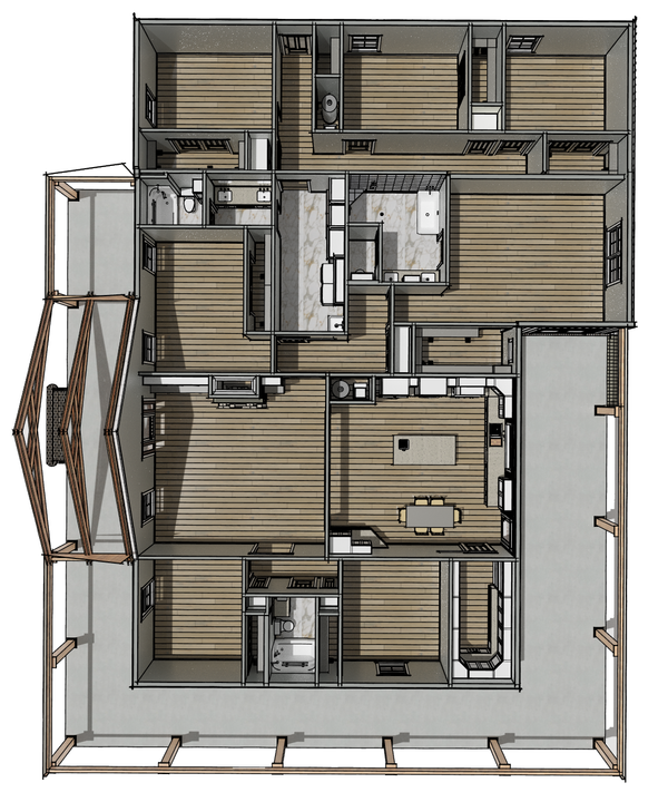 Architectural House Design - Floor Plan - Main Floor 2 for Farmhouse House Plan #44-317 - 7 bed, 3 bath
