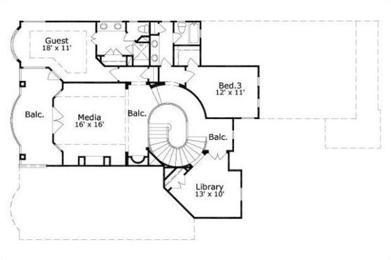 Floor Plan - Upper Floor for European House Plan #411-880 - 5 bed, 4.5 bath