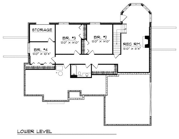 Dream House Plan - Traditional Floor Plan - Lower Floor Plan #70-247