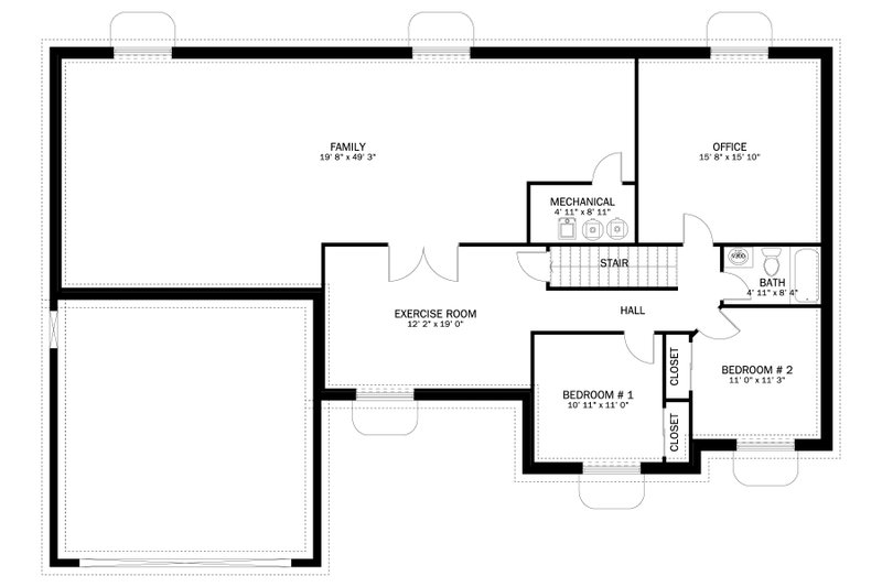 Dream House Plan - Floor Plan - Lower Floor for Traditional House Plan #1060-252 - 3 bed, 2.5 bath