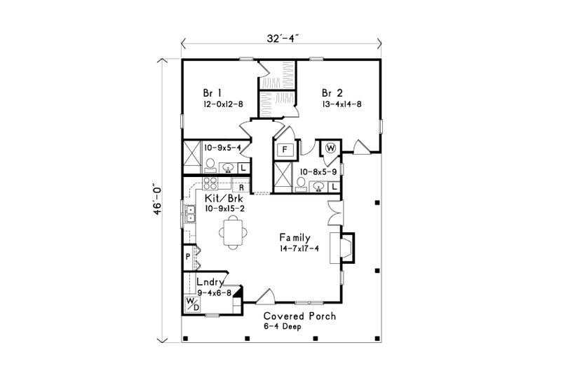 Home Plan - Floor Plan - Main Floor for Cottage House Plan #22-569 - 2 bed, 2 bath