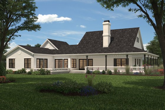 Exterior - Rear Elevation 1 for Farmhouse House Plan #72-132 - 3 bed, 2.5 bath
