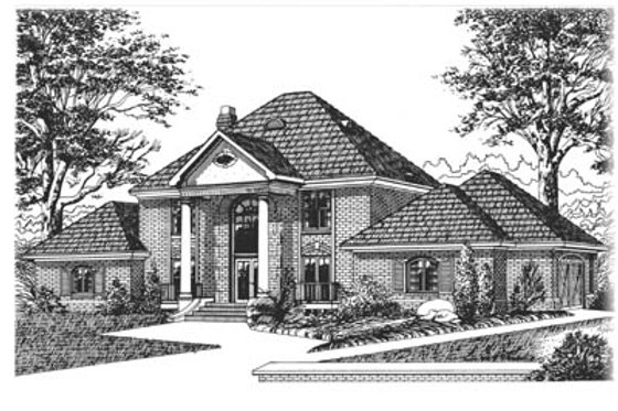 Exterior - Front Elevation for Traditional House Plan #15-219 - 4 bed, 4 bath