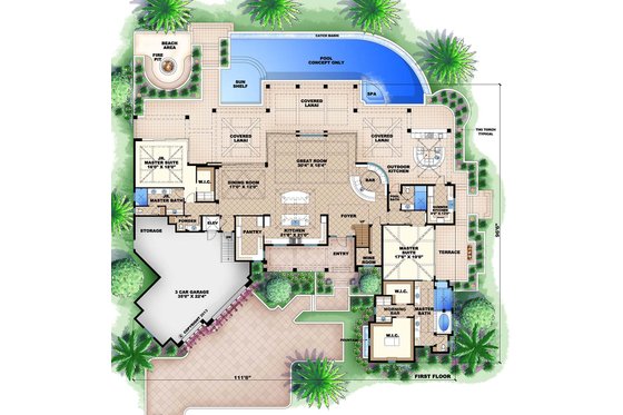 Floor Plan - Main Floor for Country House Plan #27-487 - 4 bed, 5.5 bath