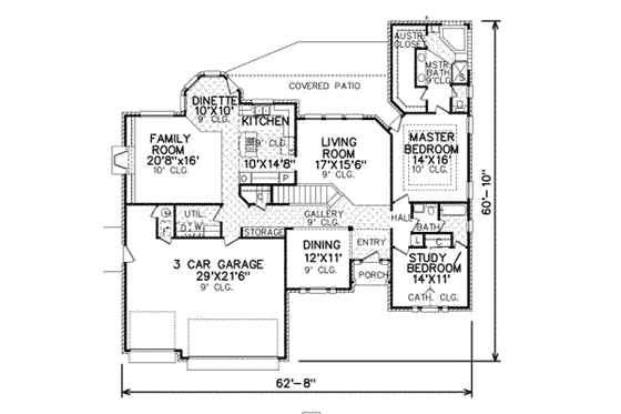 Floor Plan - Main Floor for Traditional House Plan #65-348 - 4 bed, 3 bath