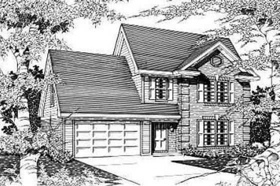Exterior - Front Elevation for Colonial House Plan #329-217 - 3 bed, 2.5 bath