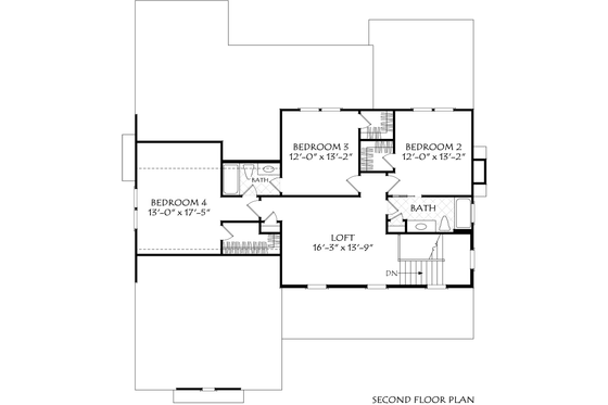 Floor Plan - Upper Floor for Traditional House Plan #927-1045 - 4 bed, 3.5 bath
