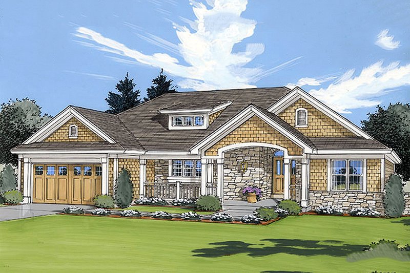 Craftsman Style House Plan - 3 Beds 2 Baths 1651 Sq/Ft Plan #46-107