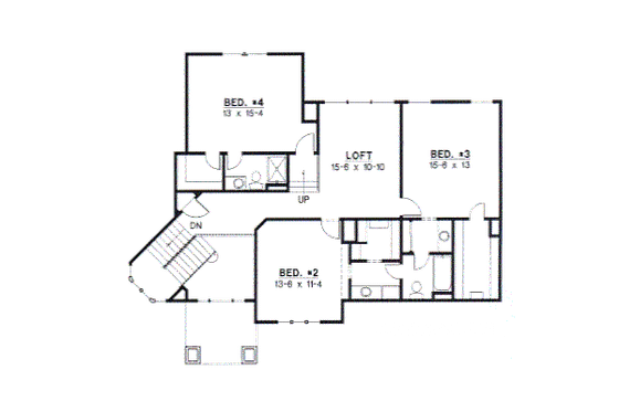 Floor Plan - Upper Floor for Modern House Plan #67-273 - 4 bed, 4 bath