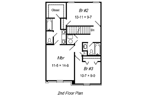Floor Plan - Upper Floor for Cottage House Plan #329-166 - 3 bed, 2.5 bath