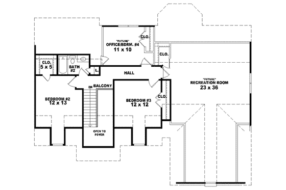 Floor Plan - Upper Floor for Traditional House Plan #81-810 - 3 bed, 2.5 bath