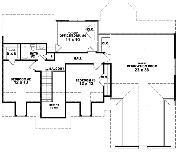 Traditional Floor Plan - Upper Floor Plan #81-810