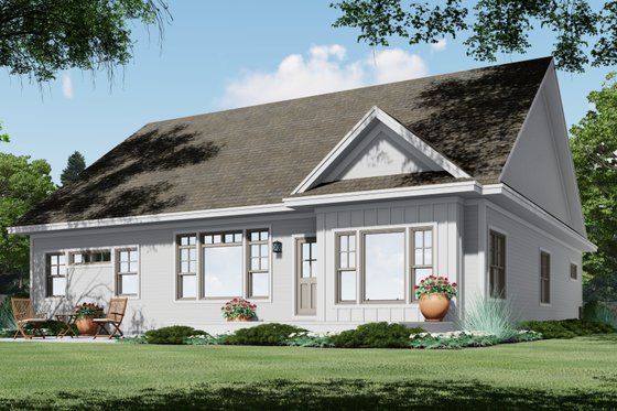 Exterior - Rear Elevation for Traditional House Plan #51-1186 - 3 bed, 2 bath