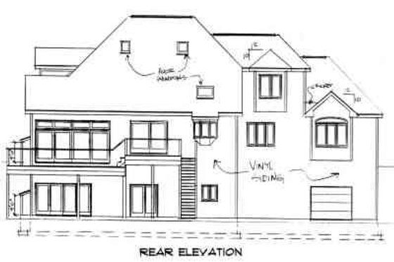 Exterior - Rear Elevation for Traditional House Plan #75-134 - 4 bed, 2.5 bath