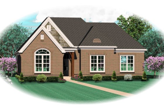 Exterior - Front Elevation for European House Plan #81-13717 - 2 bed, 2 bath
