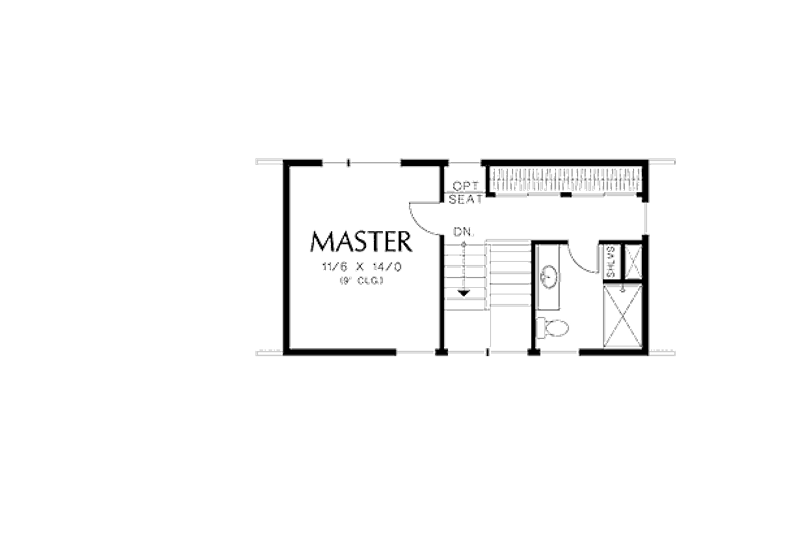 House Blueprint - Floor Plan - Upper Floor for Modern House Plan #48-491 - 3 bed, 2 bath