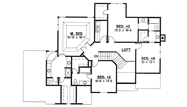 Traditional Floor Plan - Upper Floor Plan #67-536